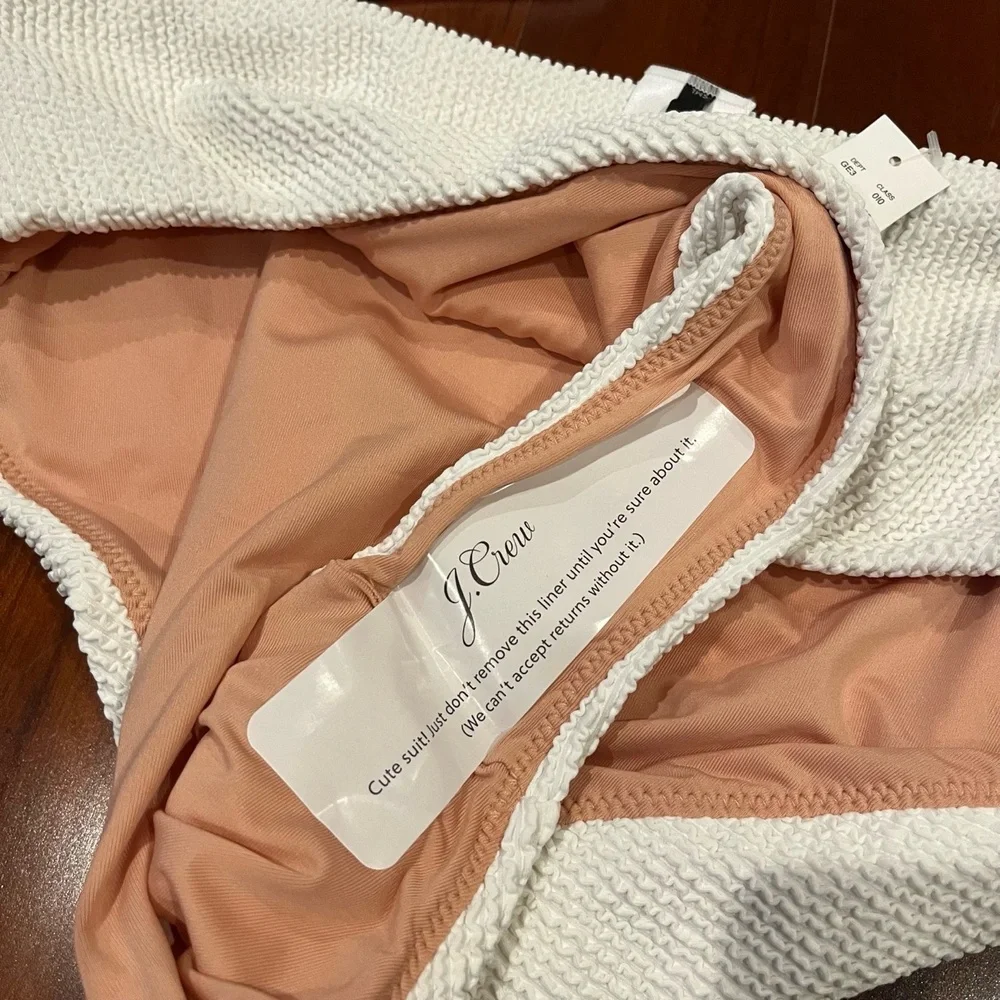 J.Crew Bikini Set White Textured High Waist One Shoulder BE715 Plus‎ New Size 2X